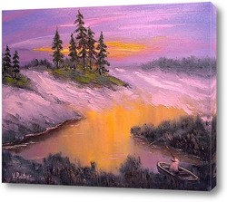   Картина "Рассвет над озером"