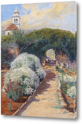  Картина цветущий монастырский сад
