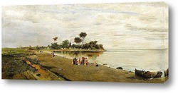   Картина Элегантный фигуры на берегу