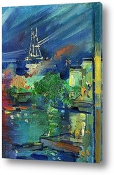  Картина Эйфелева башня ночью