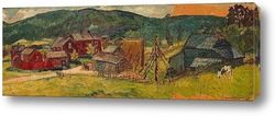  Картина Пейзаж с красными домами
