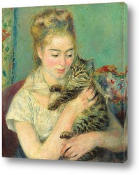   Постер Женщина с кошкой