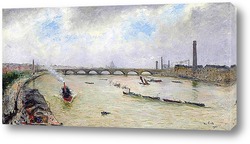   Постер Напряженный день на Темзе, перед мостом Ватерлоо, 1901