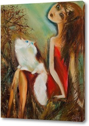   Картина Дама с котиком
