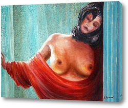   Картина Девушка в красной накодке
