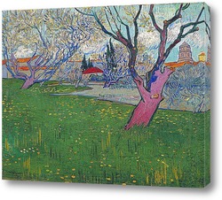   Картина Вид на Арль с деревьями в цвету, 1889