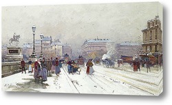   Постер Мост Пон-Нёф в снегу