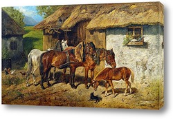   Картина Конфекционированные лошади в конюшне