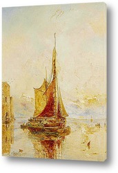   Постер Рыбацкая лодка в море