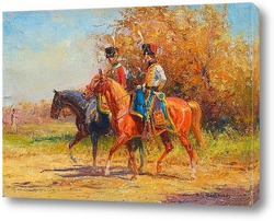   Постер Солдаты верхом на лошадях