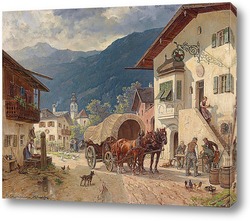   Картина Повозка с лошадью перед гостиницей