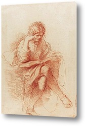   Постер Сидящая молодая девушка, читающая книгу