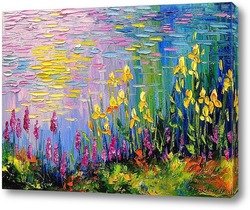   Картина Цветы у пруда