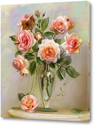   Постер Розы на мраморном столике