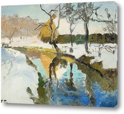   Картина Зимний пейзаж и Сельскохозяйственное владение на реке