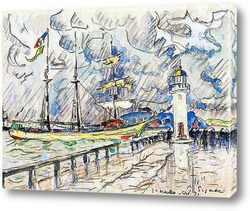   Картина Сен-Мало, пирс и маяк