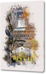   Постер Париж, акварельный скетч