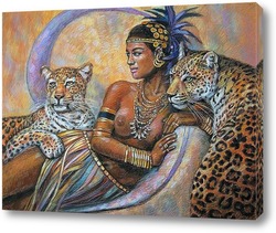   Постер Девушка с леопардами