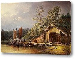   Картина Пейзаж с рыбаками