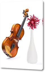   Постер Скрипка, ваза и цветок