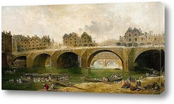   Постер Разрушение зданий на мосту Нотр-Дам