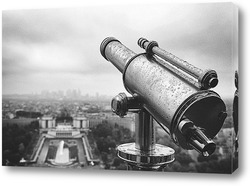   Постер Подзорная труба на Эйфелевой башне во время дождя