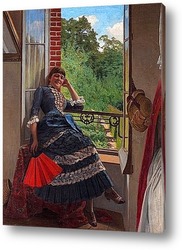  Постер Молодая женщина в окне