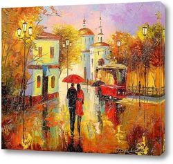   Картина Осенний дождь в городе любви 