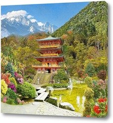   Постер Китайская Пагода на реке