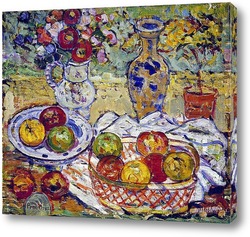   Постер Натюрморт с яблоками и вазой