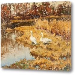   Постер Пейзаж с двумя гусями, 1924
