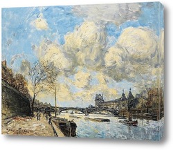   Картина ПАРИЖ, Сена и Лувр