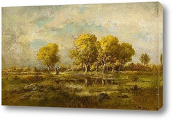   Картина Пейзаж с озером и деревьями