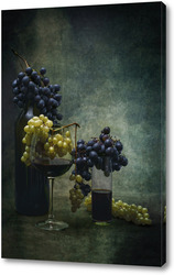   Постер Натюрморт с виноградом и коасным вином