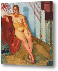   Постер Модель на красном текстиле