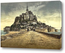   Постер Южный фронт с дамбой, Мон-Сен-Мишель, Франция 1890-1900 гг