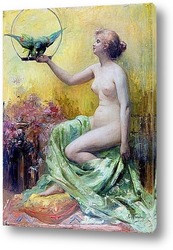   Постер Женщина с попугаем