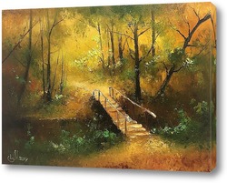   Постер Осенний пейзаж с мостиком
