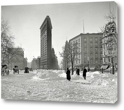   Постер Небоскреб в Нью-Йорке, зима, ретро