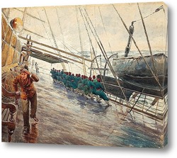   Постер Корабль в бурном море.
