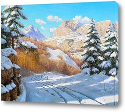   Постер Яркий зимний день в горах.