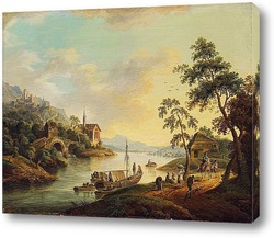   Постер Пейзаж реки Рейн