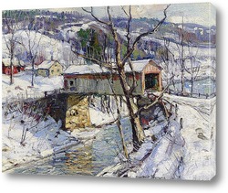   Картина Крытый мост зимой