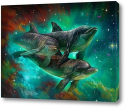   Картина Дельфины в космосе