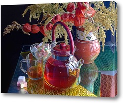  Чайная пара и хризантемы