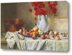   Постер Натюрморт с яблоками и маками