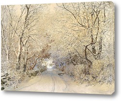   Постер Дорога,зимний пейзаж