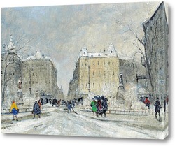   Постер Большой город в снегу
