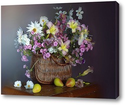   Постер Цветы в бело-розовых тонах в карзинке