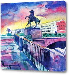   Картина Аничков мост в закате